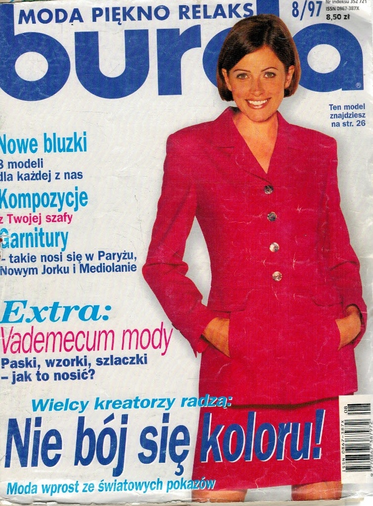 Burda moda piękno relaks 08/1997 z wykrojami
