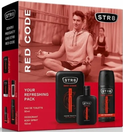 STR8 Zestaw Kosmetyków Red Code (Woda Toaletowa 50ml + Dezodorant Spray 150