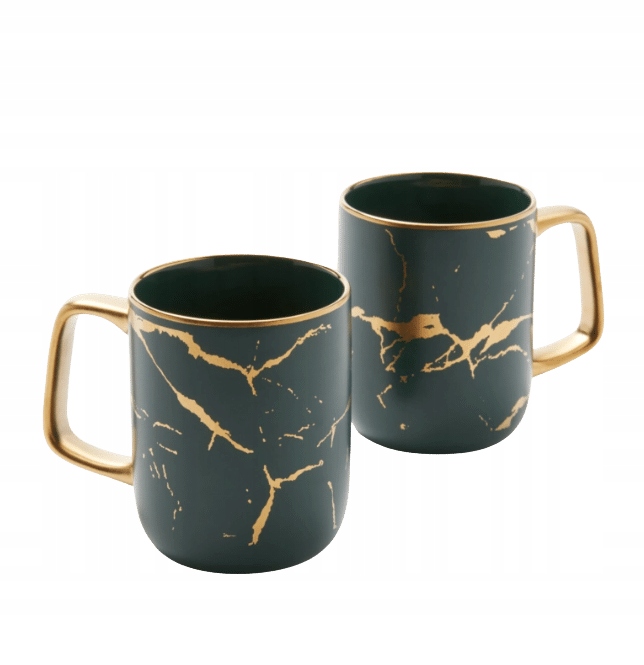 KOMPLET ZESTAW PORCELANOWYCH 2 KUBKÓW KUBEK MARMUR
