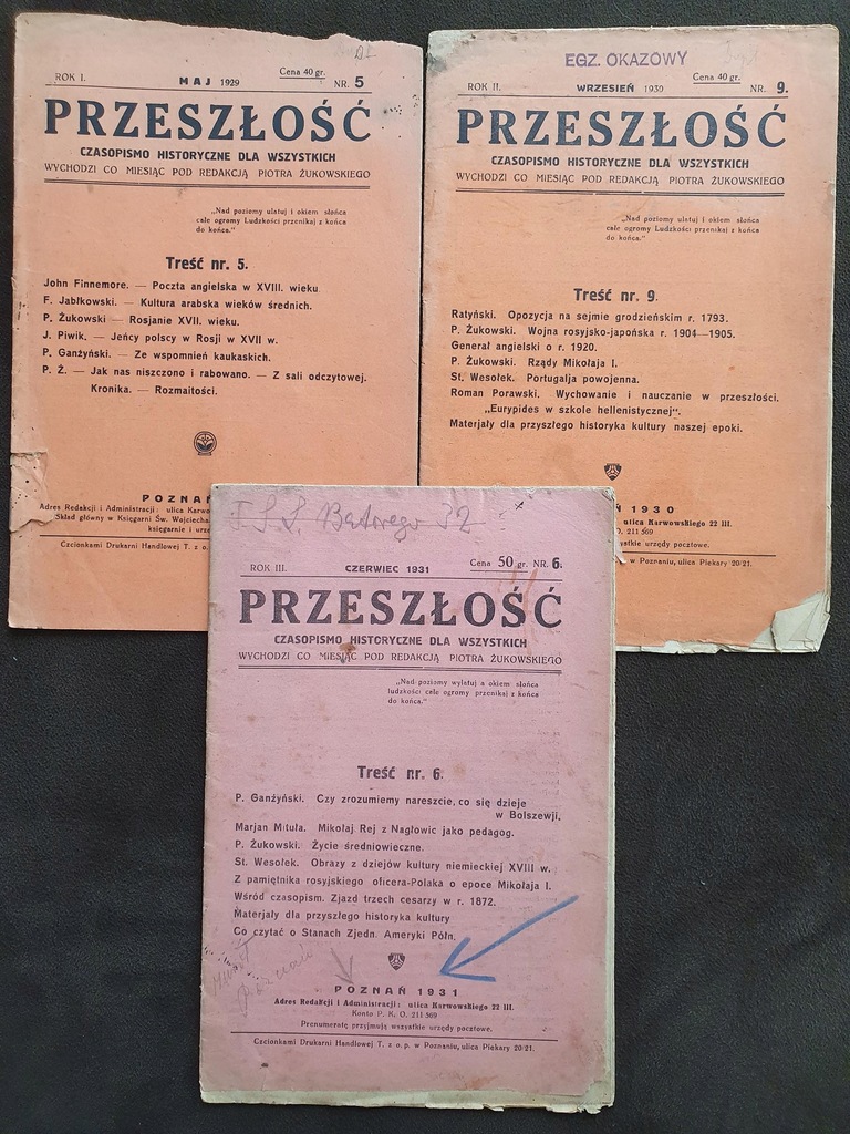 PRZESZŁOŚĆ Czasopismo historyczne nr1929,1930,1931