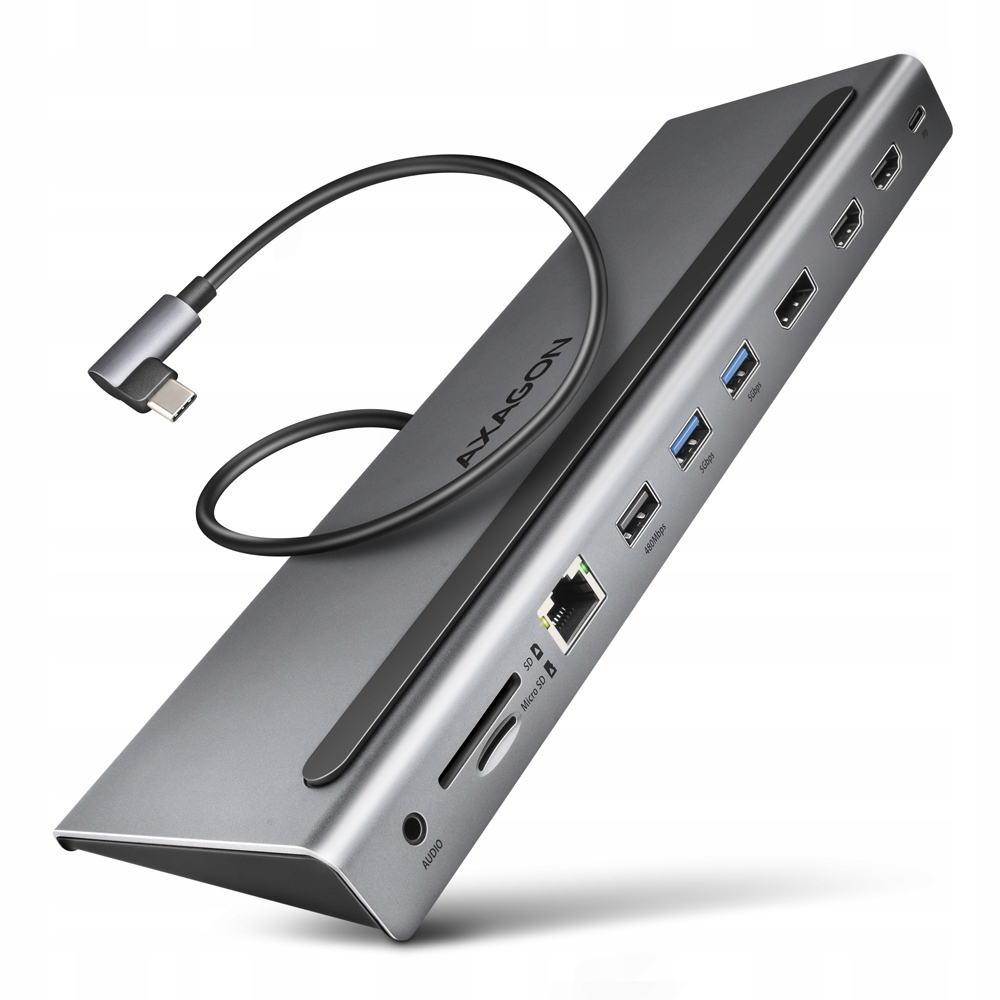 AXAGON HMC-4KX3 Hub USB-C 11w1 z Trzykrotnym Wyświetlaczem 4K