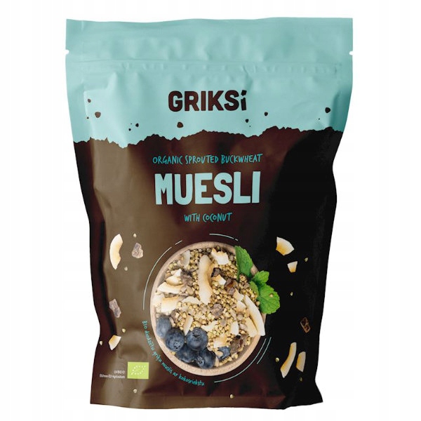 Musli ze skiełkowaną gryką i kokosem raw bez dodatku cukru bezglutenowe BIO