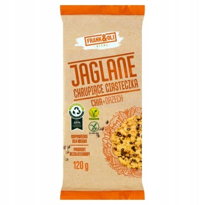 Frank&Oli Ciasteczka Jaglane Bezglutenowe CHIA + Orzech 120g