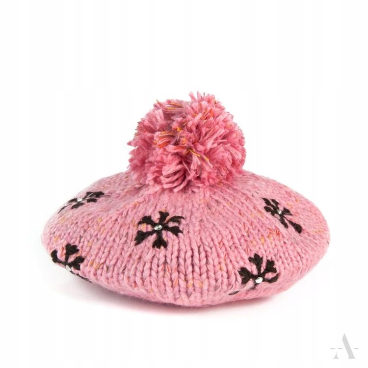 Czapka damska beret różowy melanż