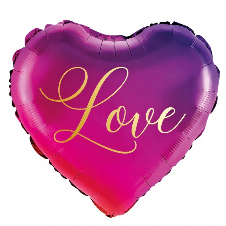 Balon Foliowy Serce LOVE Róż Fiolet 45cm Hel Walentynki