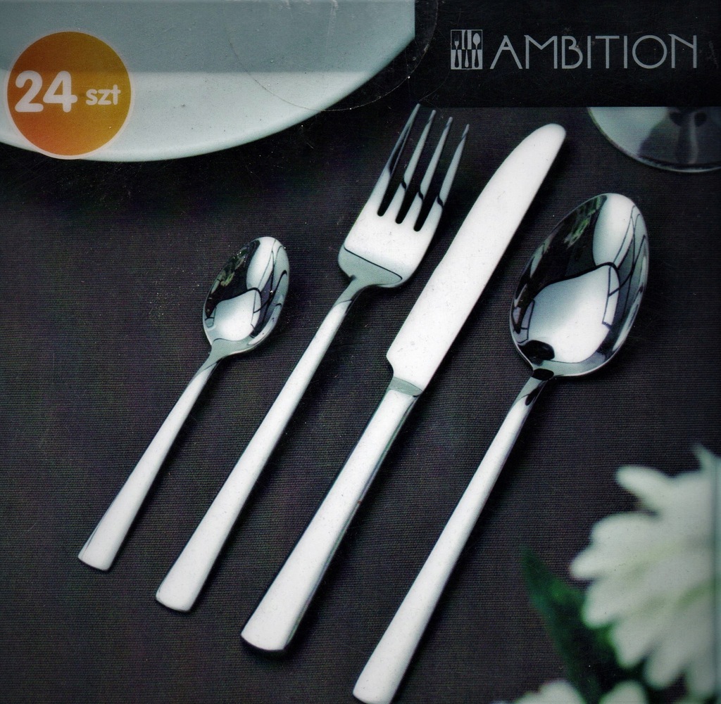 Sztućce AMBITION DARK zestaw sztućców komplet 24