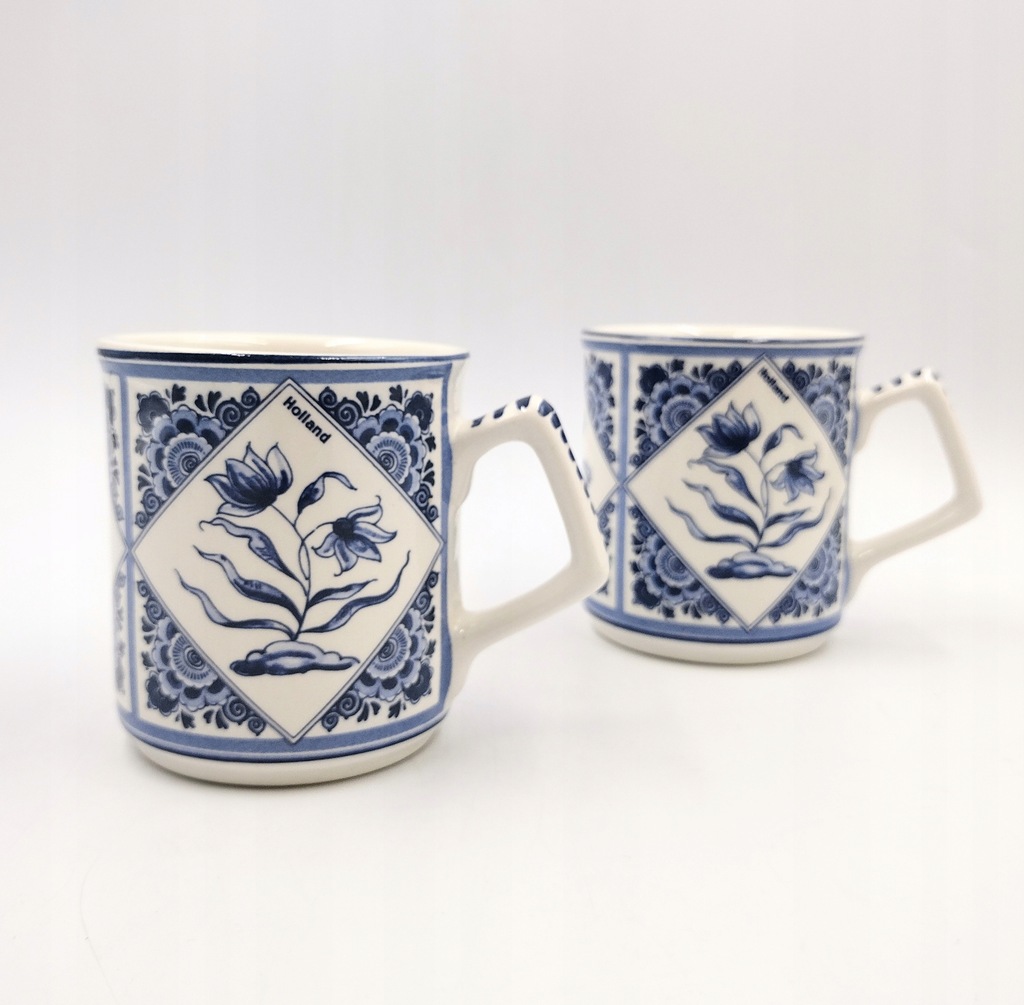 Zestaw kubki Holandia Delft Blue ceramika retro