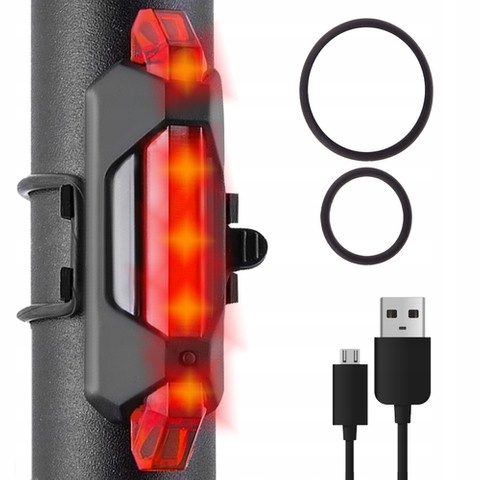 Lampka na Rower Tył Rowerowa Tylna LED Przewód USB