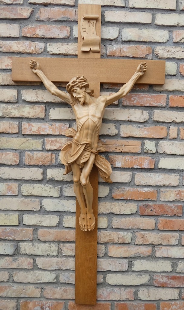Wiszący Krzyż krucyfiks JEZUS PASYJKA drewno 160cm