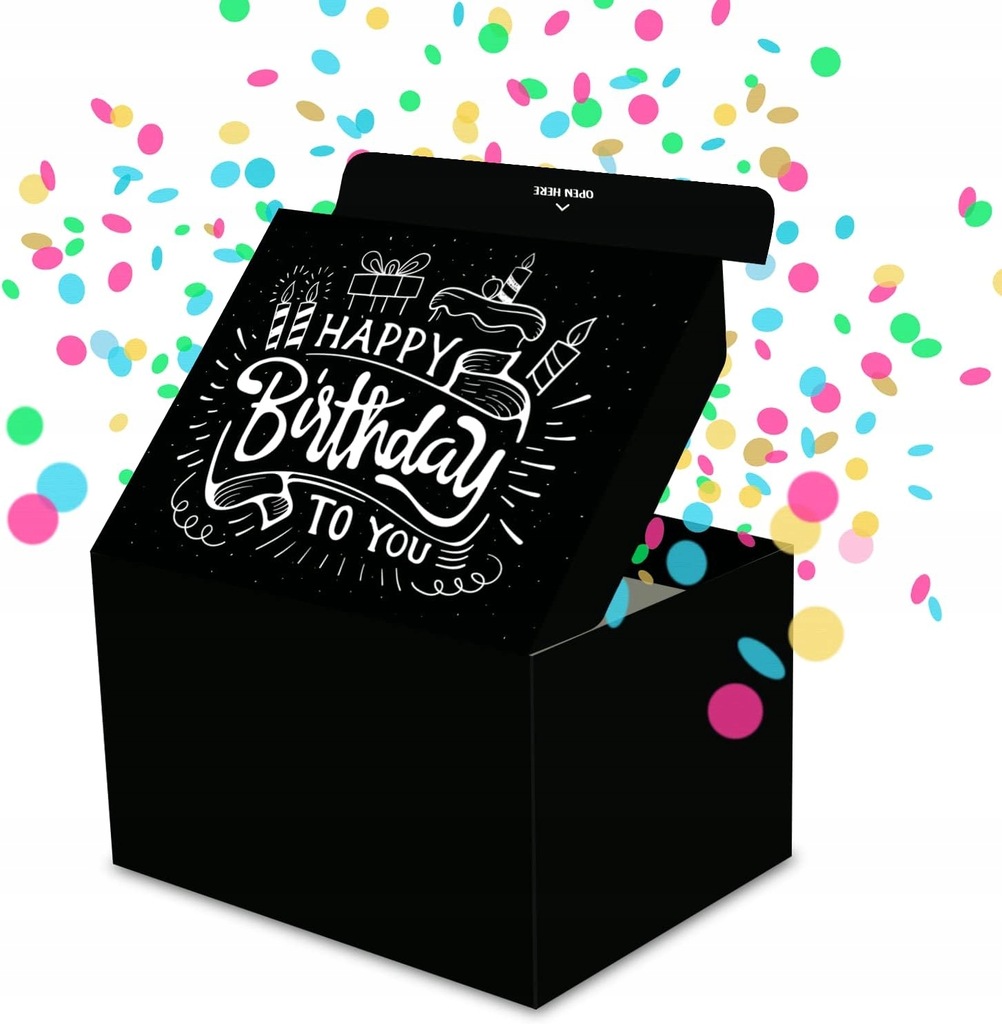 Pudełko prezentowe eksplozja konfetti - wszystkiego najlepszego
