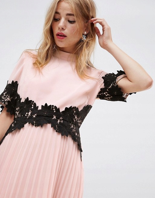 ASOS DESIGN lace waist and cuff midi S wesele