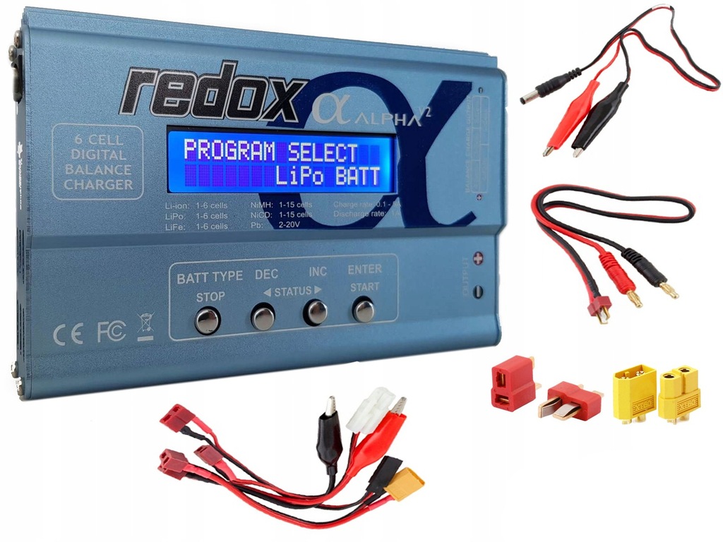 ŁADOWARKA REDOX ALPHA SOLO LIPO NIMH ASG + GRATIS Ładowarka REDOX Alpha V2 + Zasilacz do ASG LiPo