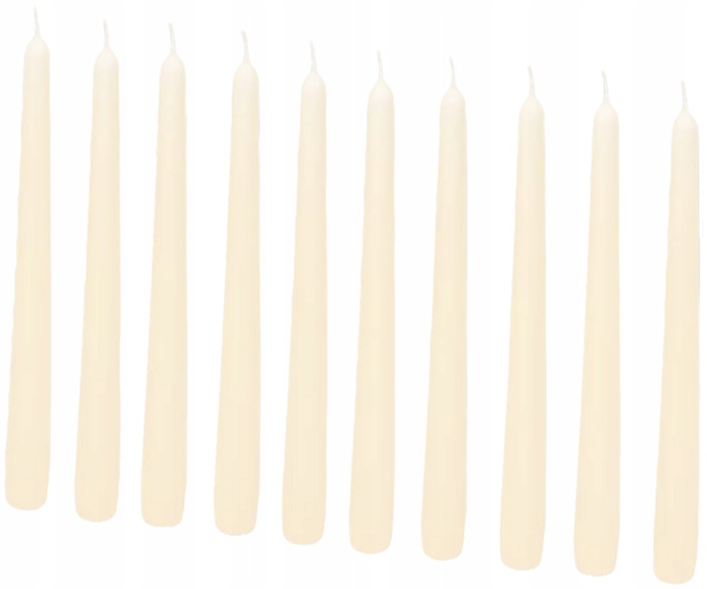 ŚWIECE ŚWIECZKI STOŁOWE STOŻKOWE DŁUGIE ELEGANCKIE KREMOWE DEKORACJE 10 SZ