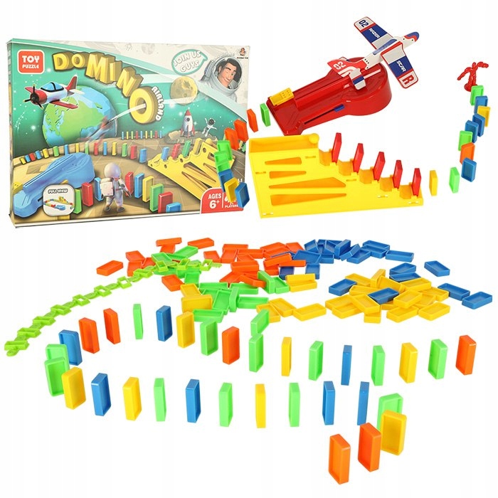 Samolot wyrzutnia napędzana domino gra edukacyjna domino zestaw klocki 2x s