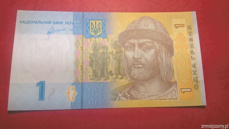 Ukraina banknot 1 hrywna z bankowej paczki