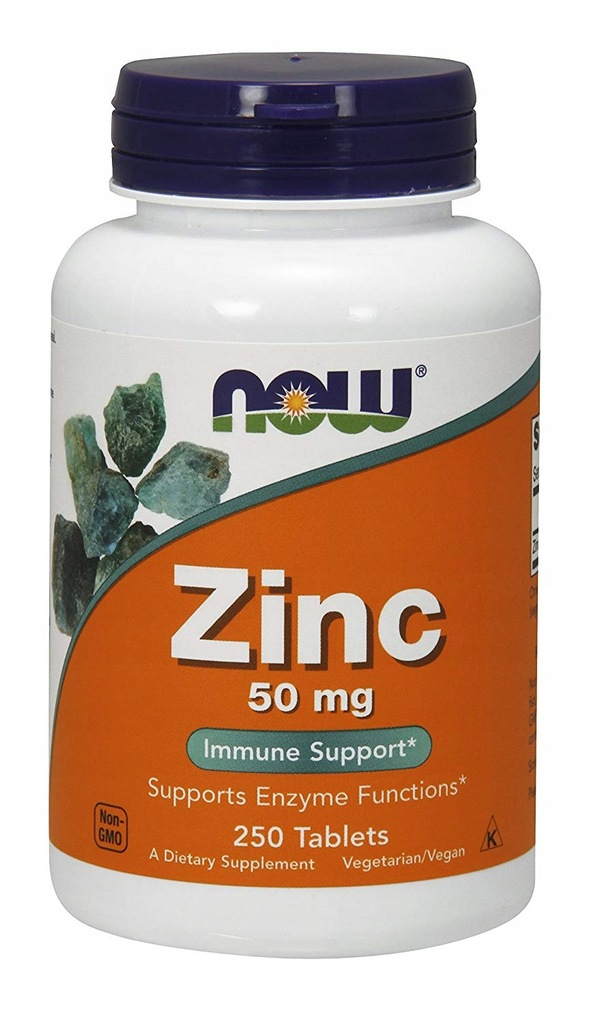 NOW Foods ZINC 50mg 250 tablets CYNK SKÓRA