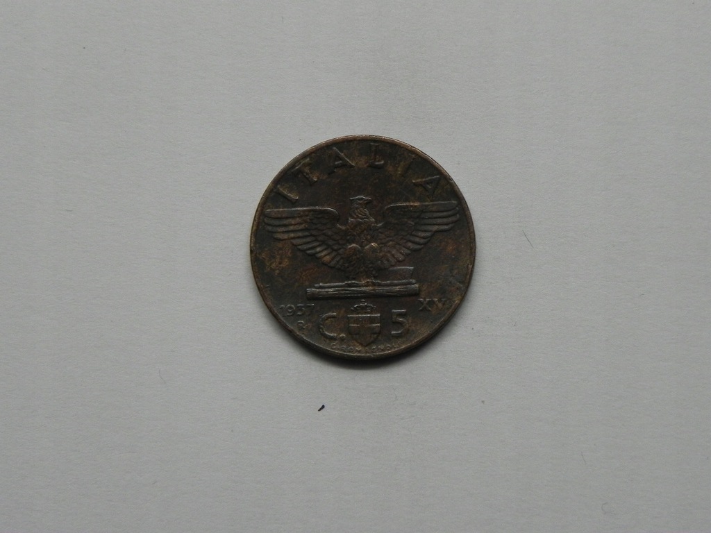 10574/ 5 CENTESIMI 1937 WŁOCHY ORZEŁ