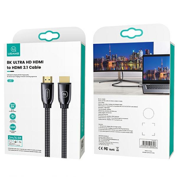 USAMS Kabel HDMI - HDMI 2.1 U67 2m 8K czarny/black