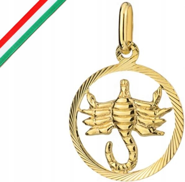 Złota przywieszka 585 ZNAK ZODIAKU SKORPION nowoczesny wzór wisiorka 14k