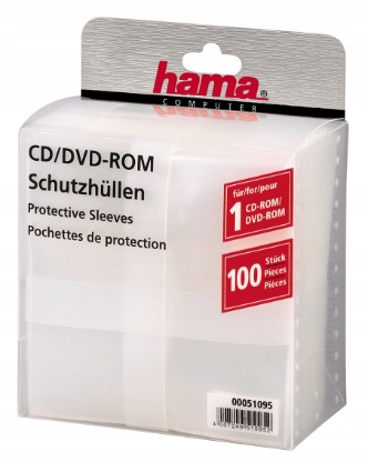 HAMA przezroczyste folijki na CD/DVD rękawy 100szt