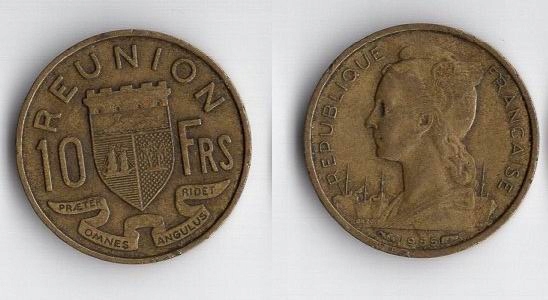 REUNION FRANCUSKI 1955 10 FRANCS