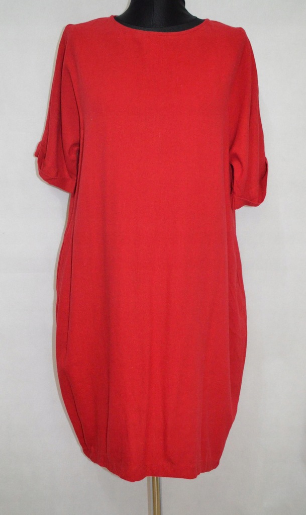 LINEN ATELIER ORYGINALNA LNIANA AMFORA SUKIENKA LEN MIDI KIESZONKI