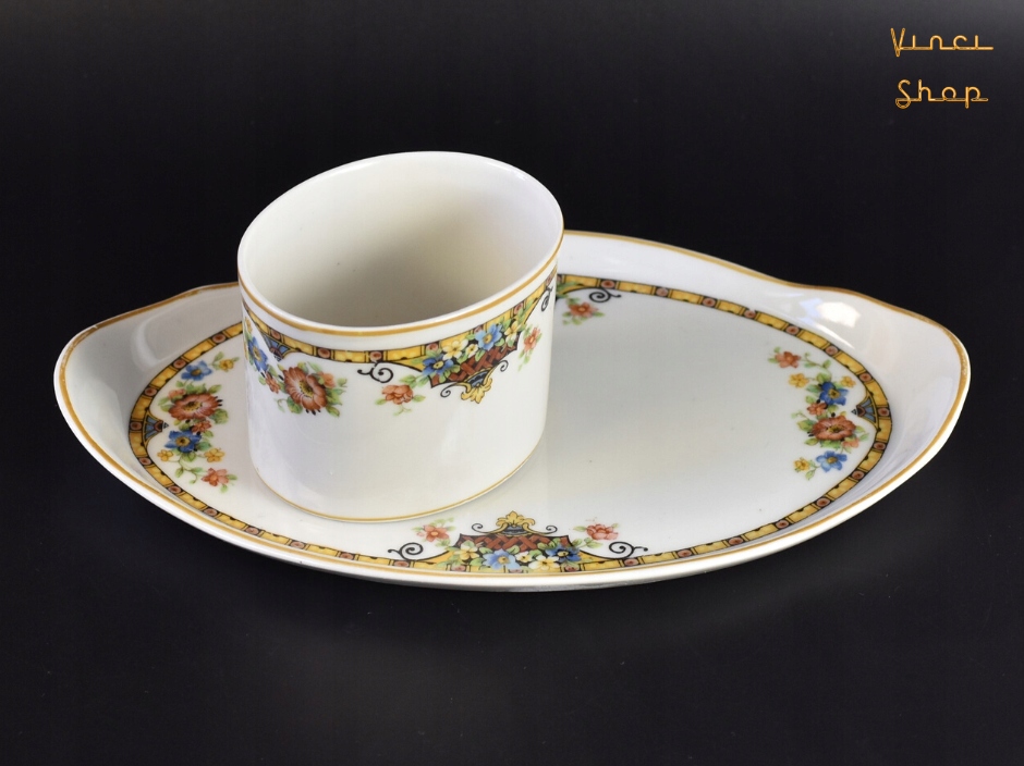 Ćmielów zestaw palacza tacka i pojemnik kwiatki