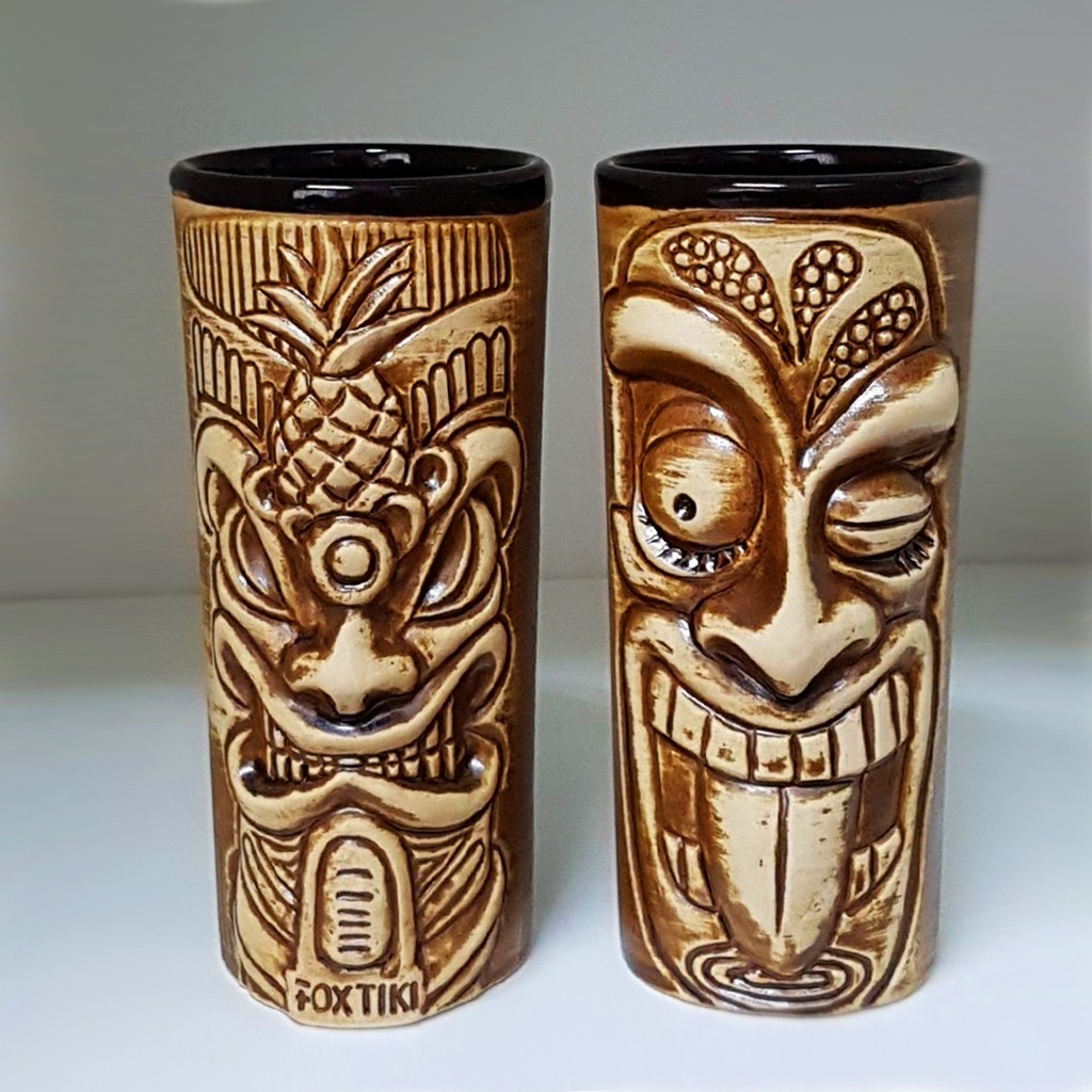 Matero ceramiczne stylowe dwie twarze Fox Tiki Mug