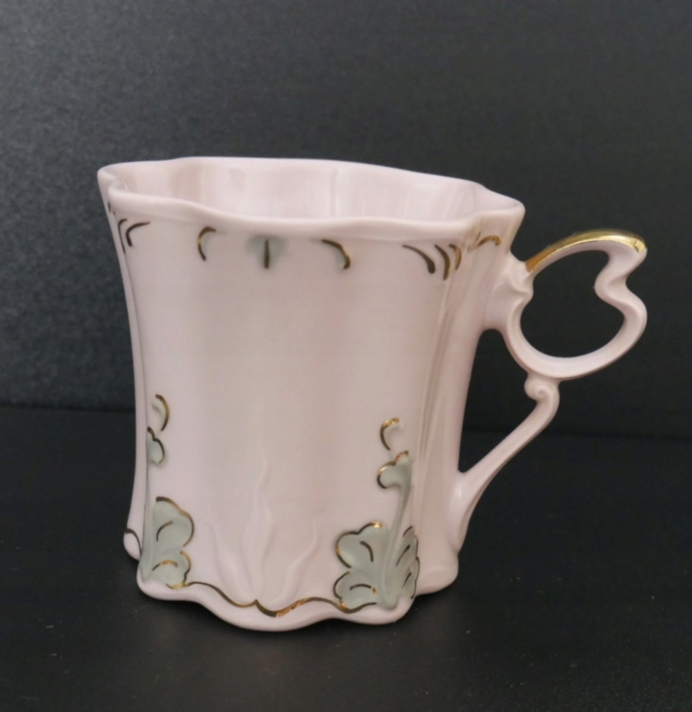 kubek,różowa porcelana H&C ,Czechy 270ml(1)
