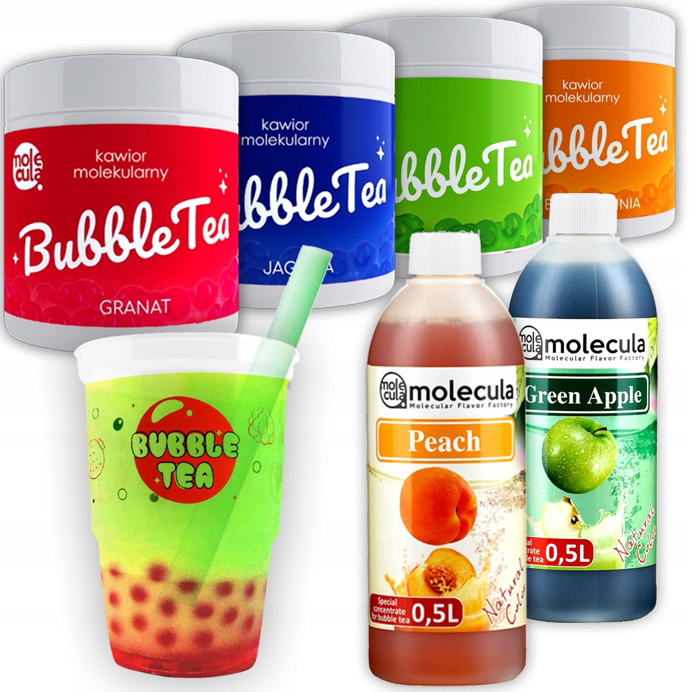BUBBLE TEA ZESTAW 4x KULKI 2x SYROP +SŁOMKI +KUBKI 10422918366