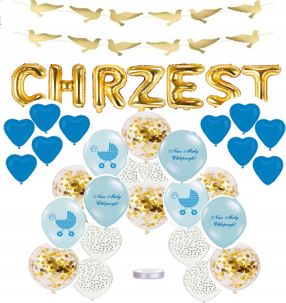 BALONY na chrzest chłopca Chrzciny Zestaw konfetti - 9119215620