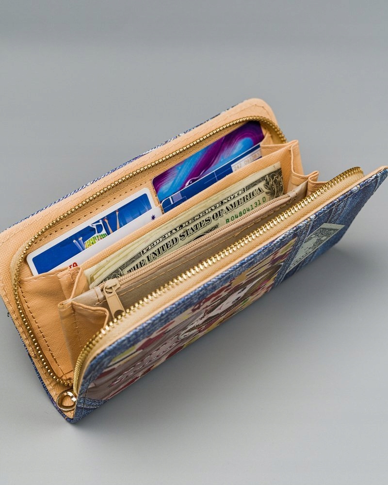 Kolorowy portfel damski skórzany na suwak poziomy SPG-19401-1954