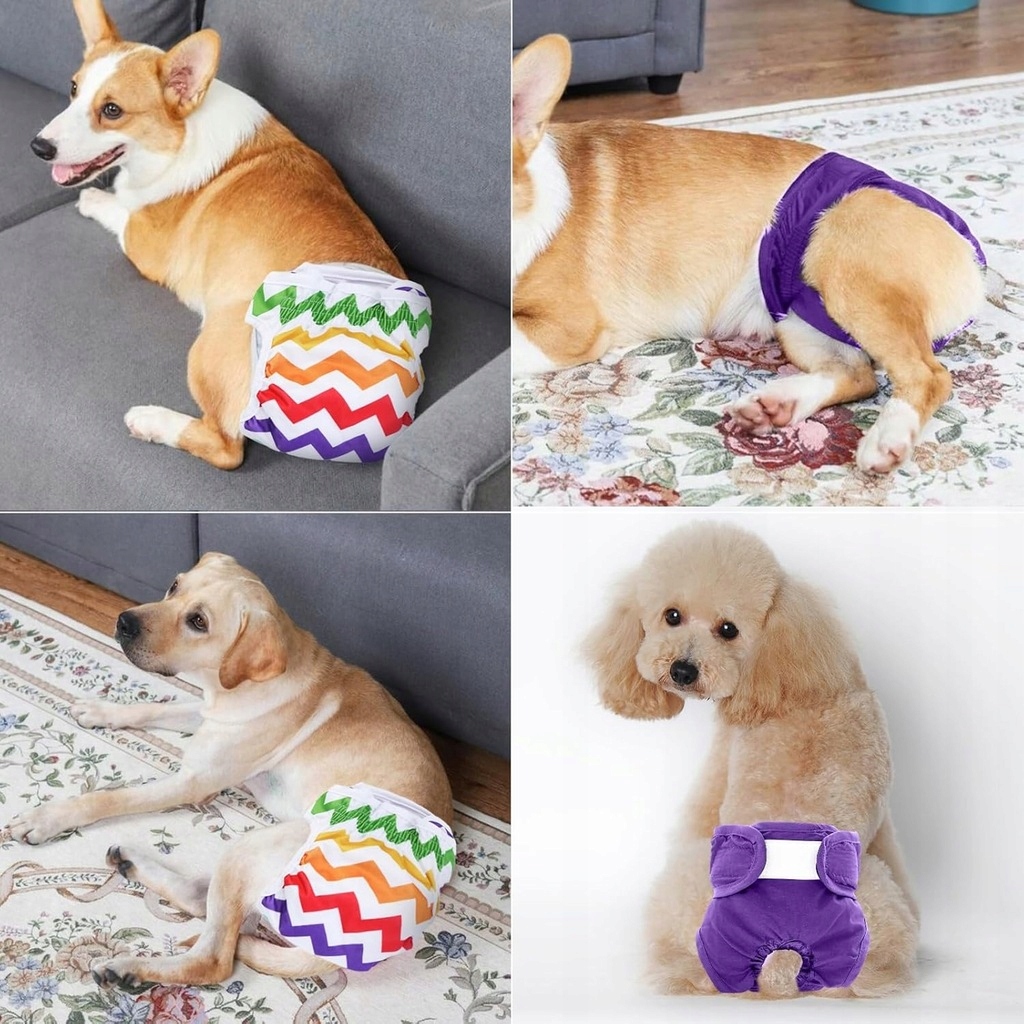 Pieluchy Pampersy dla Psa Wielokrotnego Użytku – 3 sztuki (Rozmiar L)