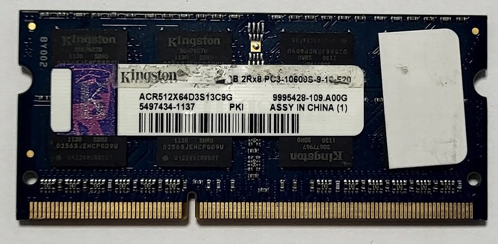 Pamięć RAM Kingston 4GB DDR3 1333MHz - ACR512X64D3S13C9G