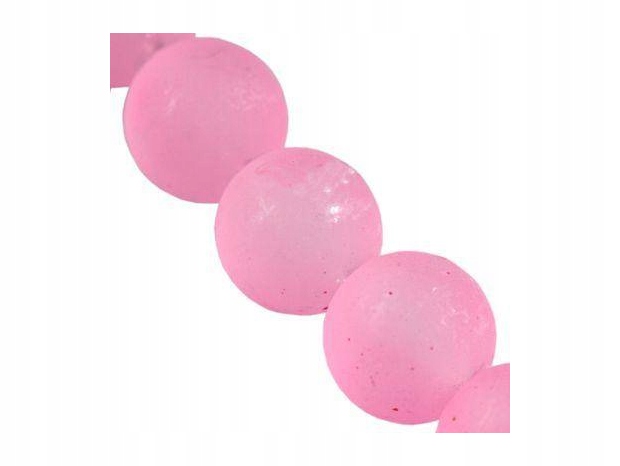 sznurek 76 cm : koraliki Frosted pink 12 mm