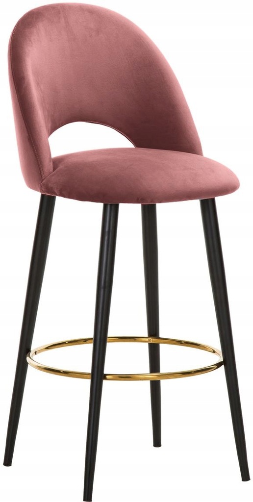 Krzesło barowe z aksamitu Rachel róż