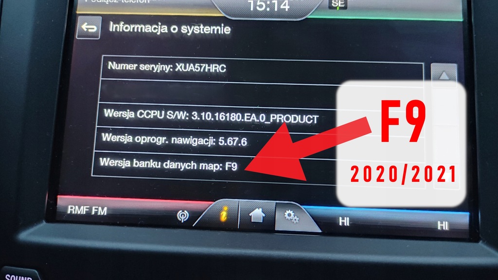 FORD Sync 2 Mapy F9 Nawigacja 2021 Mondeo Kuga