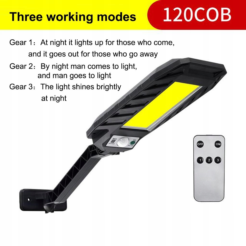 Solar Power LED Street Lamp Motion Sensor 120COB