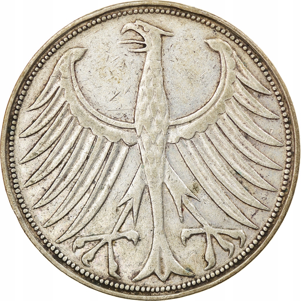 Moneta, Niemcy - RFN, 5 Mark, 1951, Karlsruhe, VF(