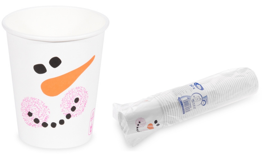Kubki papierowe kubek Bałwan 250ml 280ml 50szt