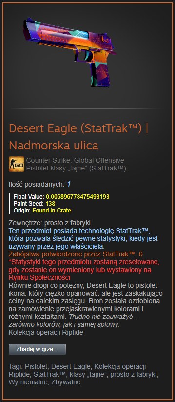 Desert Eagle (StatTrak) | Nadmorska ulica FN