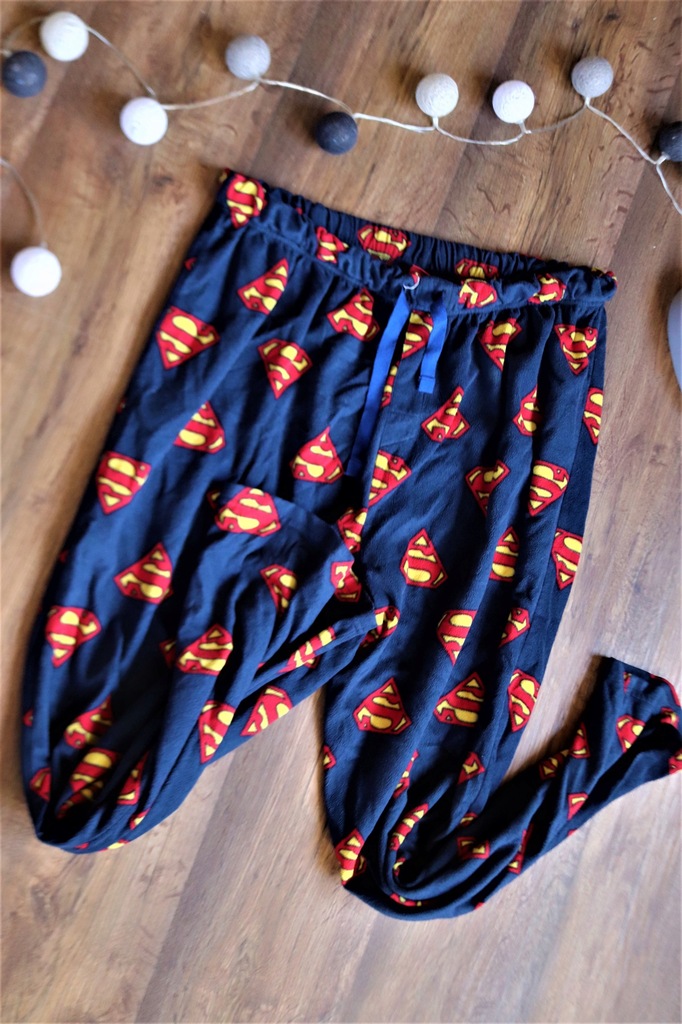 SUPERMAN GEORGE piżamowe spodnie męskie XL granat