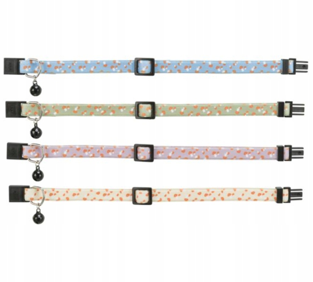 TRIXIE Obroża Mushroom dla kota elastyczna z dzwonkiem mix kolorów