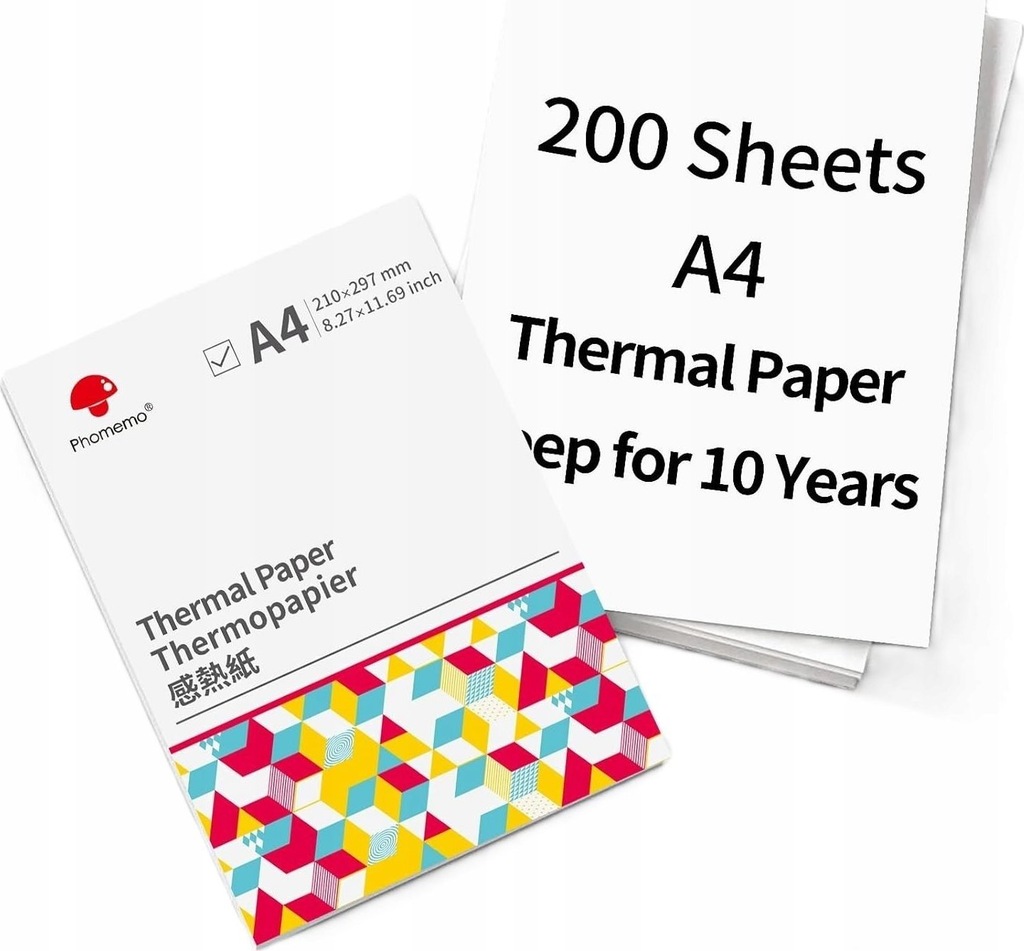 Phomemo Papier Termiczny Kartki Biały A4 210mm 200 szt. do Phomemo M832