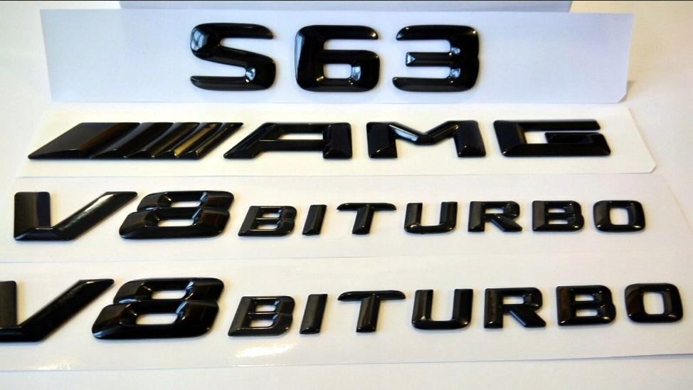 MERCEDES S63 AMG V8 BITURBO CZARNY EMBLEMAT