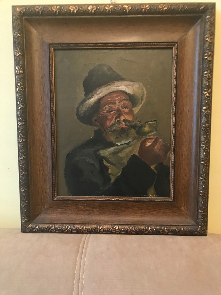 Obraz olejny " Portret starca z fajka"