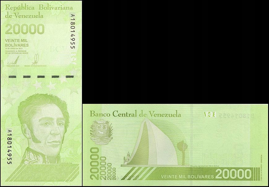 WENEZUELA 20000 BOLIVARES 2019, ser A, P. W110(2)