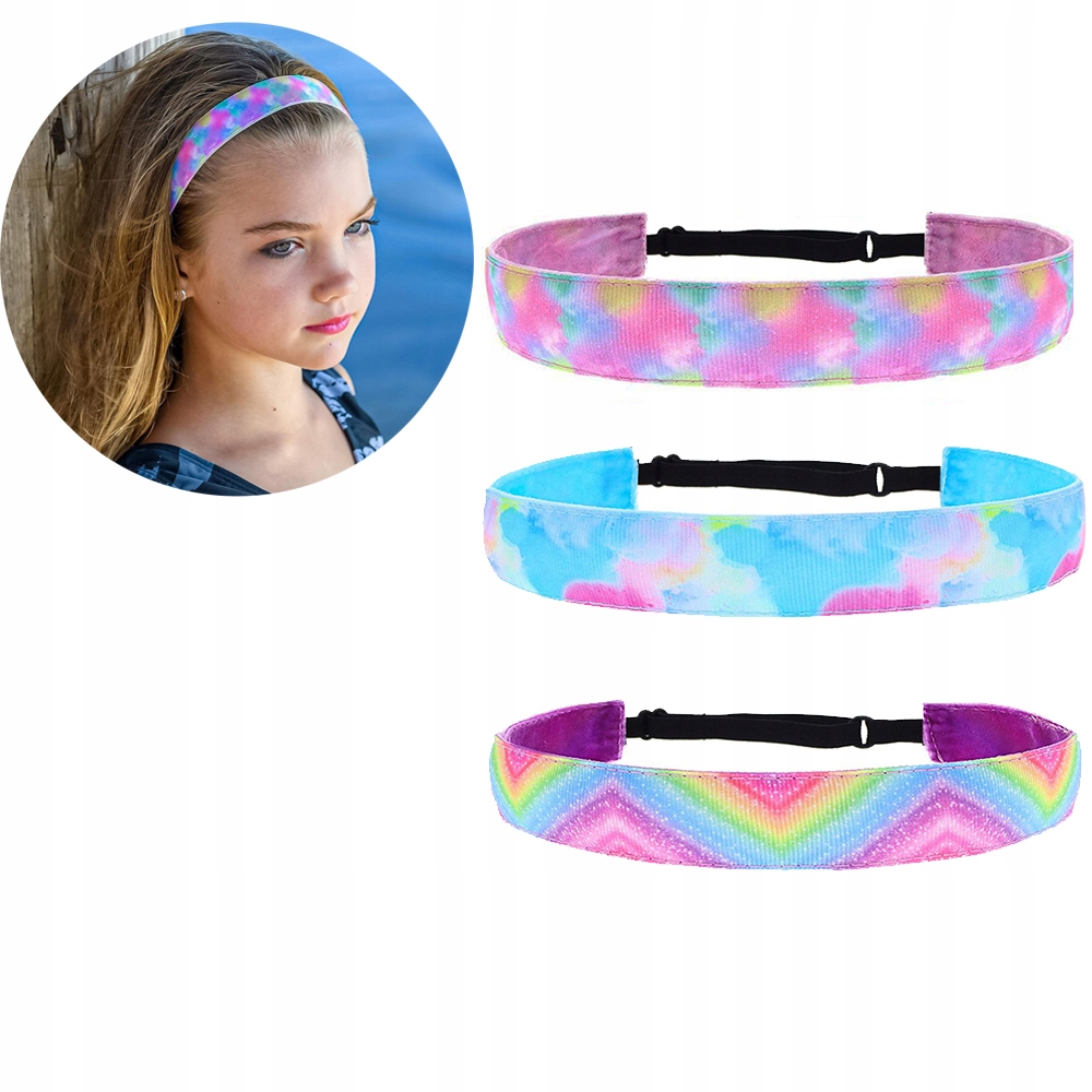 3x dziewczęce elastyczne opaski na głowę Regulowane opaski do włosów