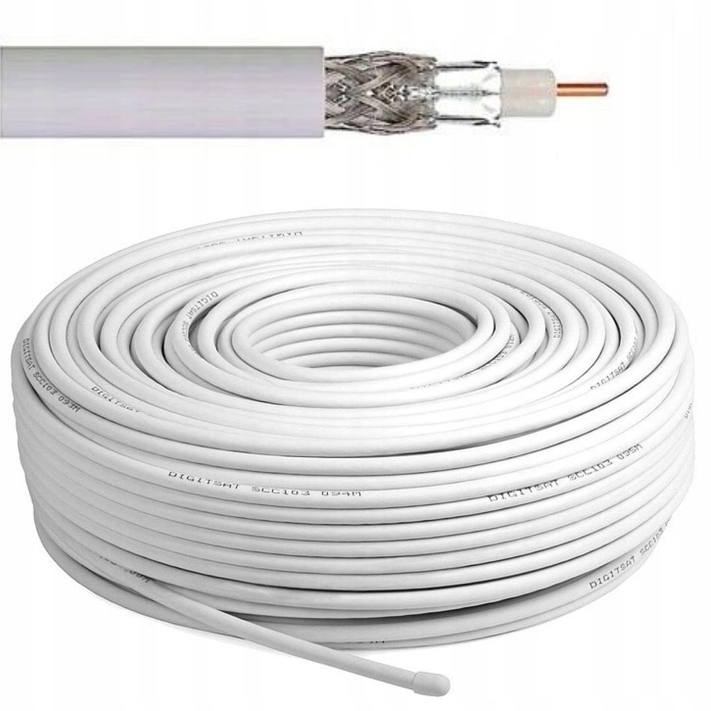 Kabel Antenowy Koncentryczny RG6 TV SAT 6.8mm 100m