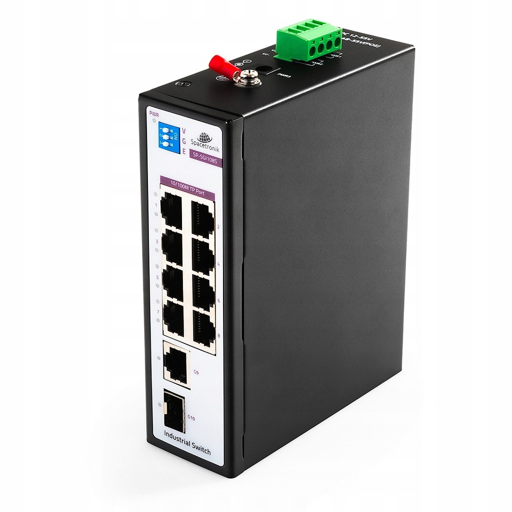 SWITCH 8x port RJ45 100Mbps +1x port SFP +1x Uplink 1 Gbps Przemysłowy DIN
